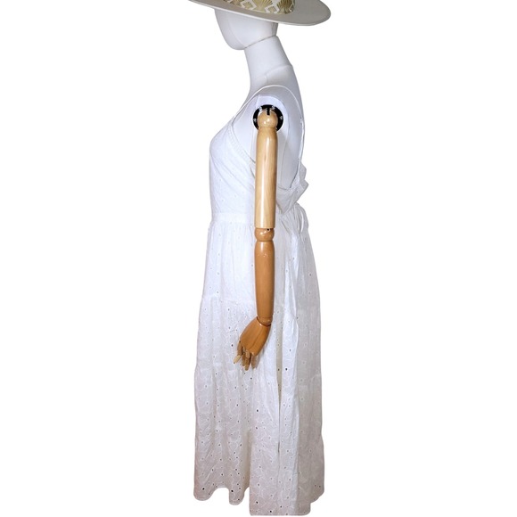 Patrons of Peace White Eyelet Cotton Maxi Dress Cottagecore Sundress Size L - Picture 5 of 9